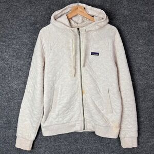 Patagonia Mens Organic Cotton Quilt Full-Zip Hoodie Birch White Beige Size M